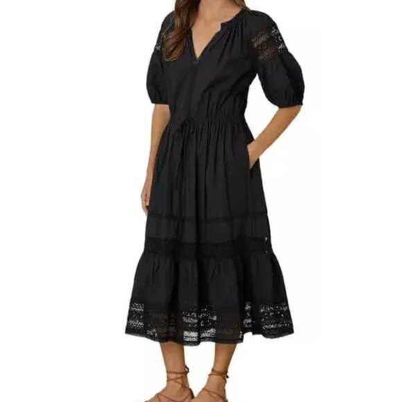 Velvet by Graham & Spencer Dresses & Skirts - Velvet by Graham & Spencer Andy Short Sleeved Cotton Midi Dress Black S $239